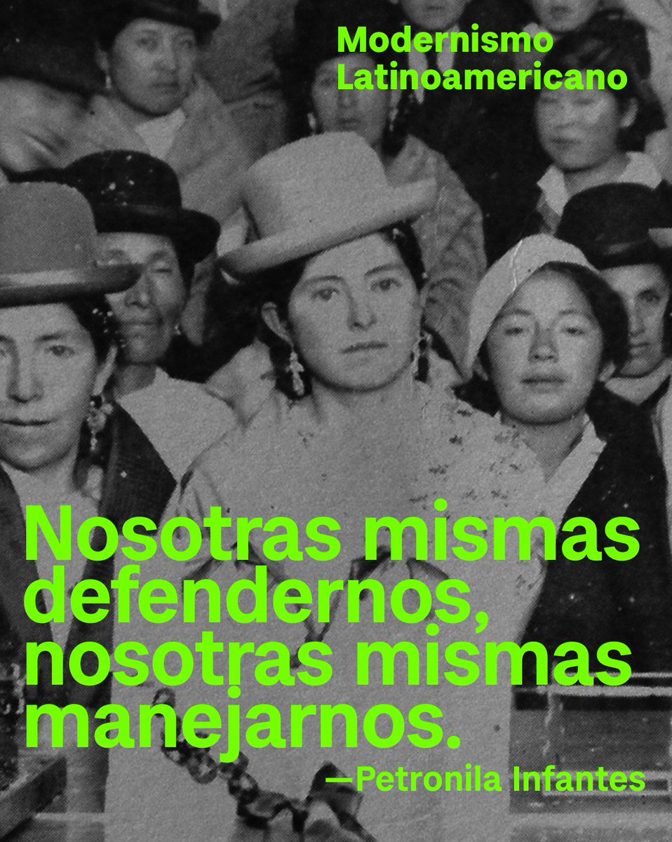 Modernismolat's tweet image. Petronila Infantes (1911-1991). Anarquista y sindicalista boliviana. Fue fundadora del Sindicato de Culinarias y Ramas Afines. En 1935, se movilizaron contra una prohibición que impedía a las cholas que comercializaban productos o transportaban alimentos tomar el tranvía.