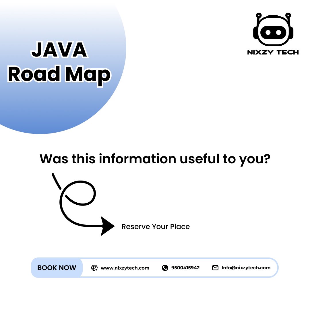 nixzy_tech's tweet image. Start your journey to becoming a Java developer! Master core concepts, build real projects, and explore advanced tools.
Follow Nixzy Tech for more tech guides, tips, and learning resources
#JavaRoadmap #JavaDeveloper #LearnJava #NixzyTech #CodeWithJava #JavaTutorial