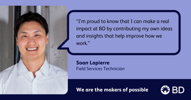 ConiEJohnston's tweet image. So proud to be part of a team where every idea counts! Soan Lapierre's story is a great reminder of how each of us at BD can make a real impact. #makersofpossible #joinBD #BDemployee bit.ly/3ZNa0Bw