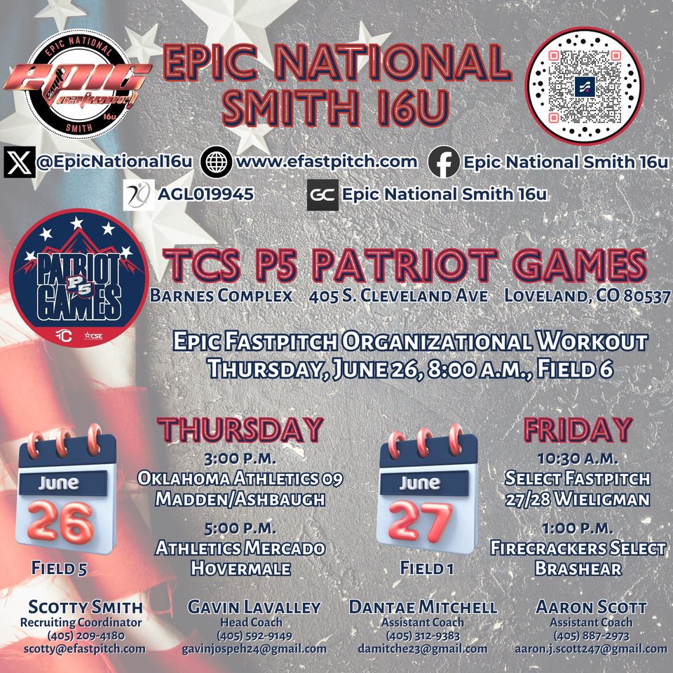 Yay Colorado!! 🏔️🏔️Come out and support <a href="/EpicNational16u/">Epic National Smith 16u</a> 
#DES <a href="/EastonHerring/">Easton Herring</a> <a href="/CoachBredbenner/">Kristi Bredbenner</a> <a href="/Strimp25/">Crissy Strimple</a> <a href="/CoachJayGwyn/">Assistant Softball Coach, MIZZOU</a> <a href="/CoachCodyWhite/">Cody White</a> <a href="/CoachJonHunter/">Jon Hunter</a> <a href="/Coach_Shippy/">Vanessa Shippy (Fletcher)</a> <a href="/coachcolomb/">Chance Colomb</a>