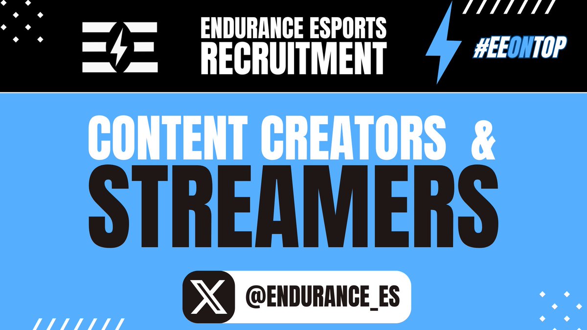 🎮 Recruiting #Youtube Content Creators/Streamers!

Are you ready to be a part of a great Esports Org to push yourself to the next level?

Join @endurance_es as a YouTube content creator/Streamer—DM us or Comment👇#fyp #TeamEE #EEonTop #Esports #gaming #recruiting #CreatorRecruit
