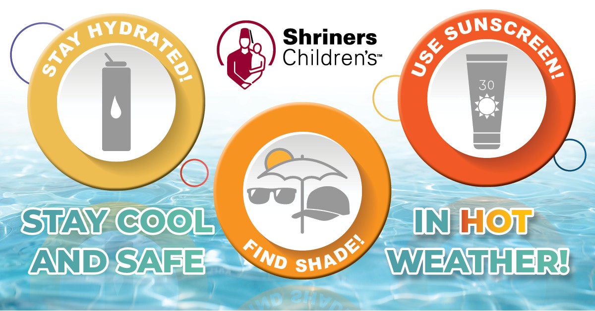 ShrinersBoston's tweet image. With the feels-like temperature nearing 100 degrees in the Boston area, Shriners Children’s Boston wants you to practice sun safety to stay safe and cool.
☀️ Make sure to use sunscreen
💧 Stay hydrated
🏖️ Find shade
#ShrinersChildrens #SummerSafety