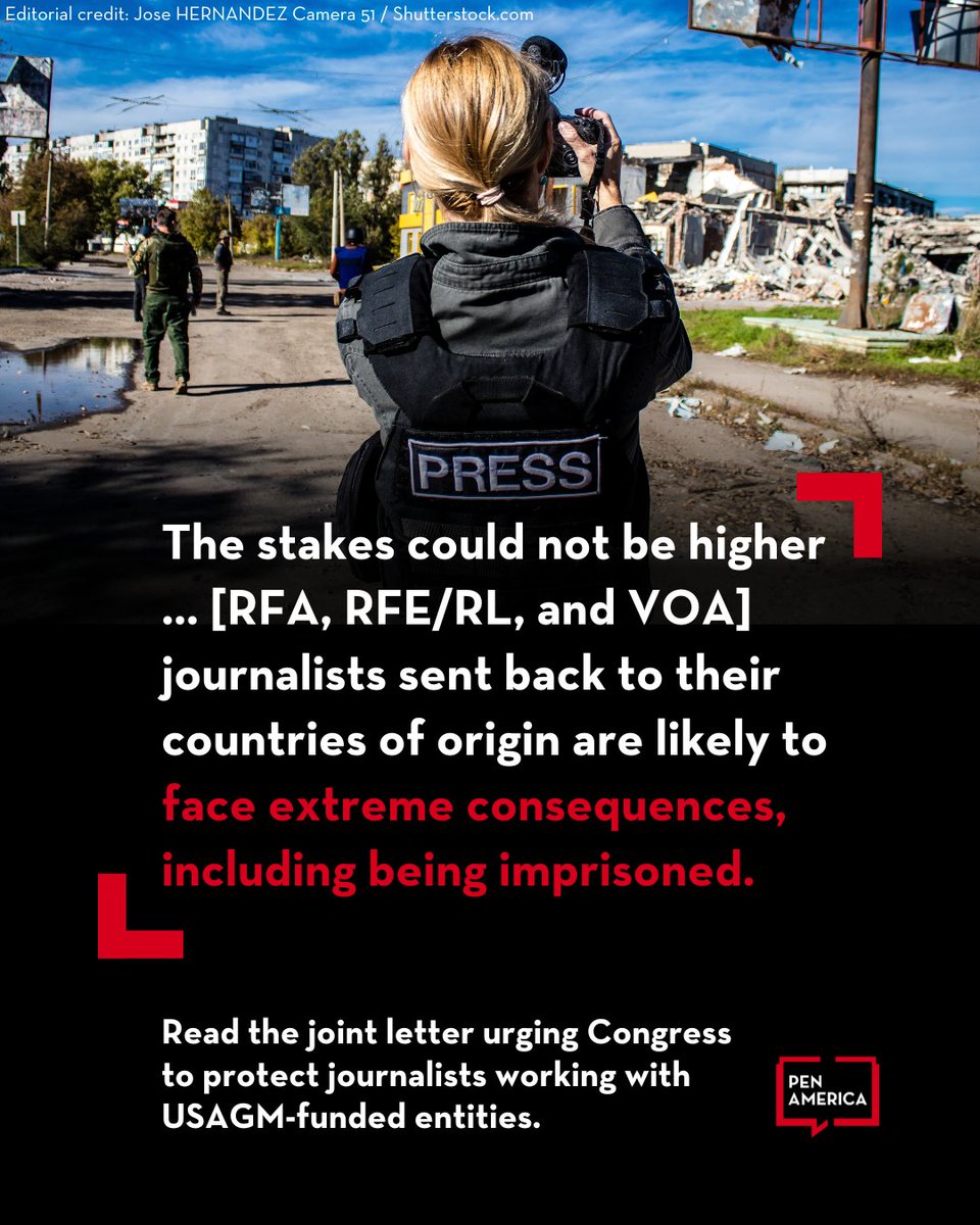 pressfreedom's tweet photo. Congress must act to ensure journalists’ safety amid #USAGM funding cuts. It's crucial that #DHS does not deport journalists, and that #USCIS swiftly processes asylum applications for those seeking refuge.
Read CPJ’s joint letter to Congress with dozens of organizations: https://t.co/efDFBKBpYS