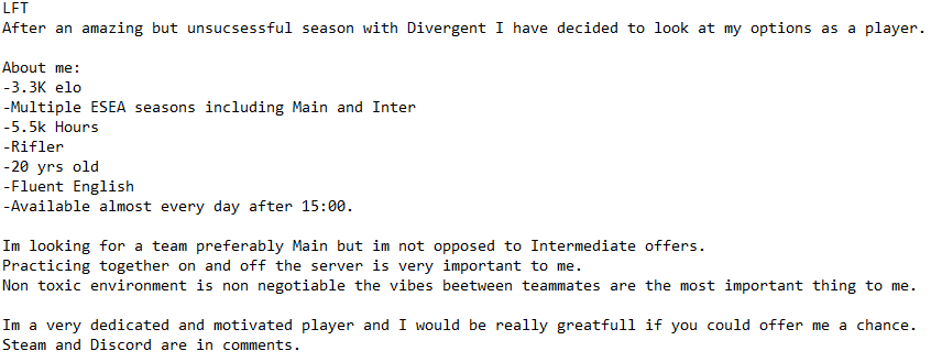 TL:DR im LFT Retweets would be appreciated
#cs2 #LFT #esea