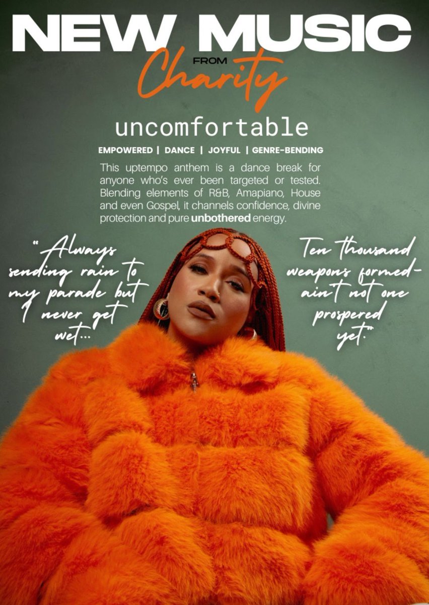 Charity - Uncomfortable 🔥 Charity makes her mark with “Uncomfortable” a bold, genre-defying anthem that blends R&amp;B, Amapiano, House, and even Gospel elements into one fearless, empowering sound.
#UbuntuFM #HipHop #Radio