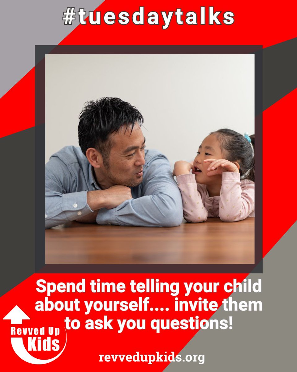 RevvedUpKids's tweet image. How much do you know about your parents&apos; childhood? Take time to let your kids get to know you the same way you let your friends get to know you! Sit down with them and say &quot;Ask me anything about my life,&quot; and use that to ask them about theirs, too! #tuesdaytalks #revvedupkids