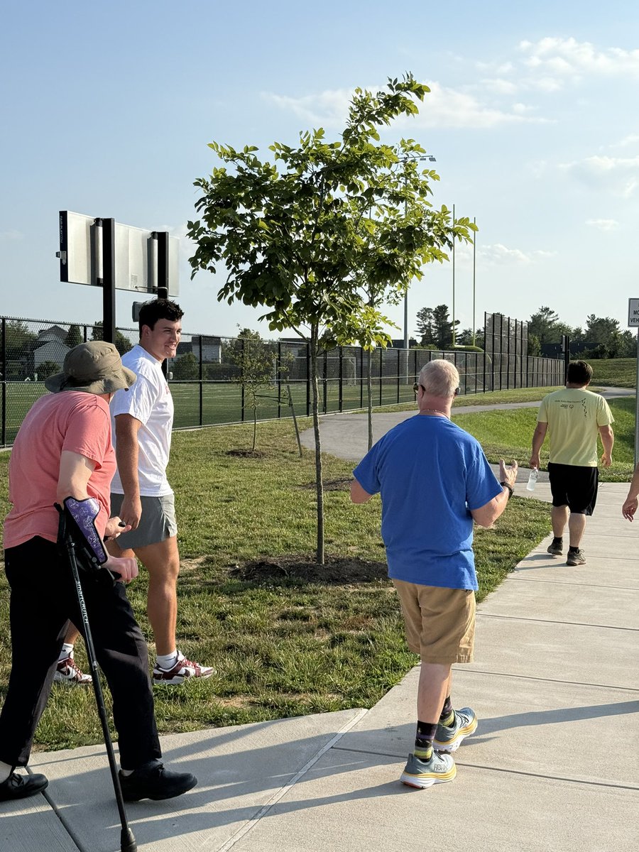 TheHokieWay's tweet image. Last night, @HokiesFB’s Johnny Garrett & @DericDandy32 joined @SolympicsVAsw for Area 9’s Walking Club at Huckleberry Park in Christiansburg.
Walking Club pairs individuals with & without intellectual disabilities to enjoy exercising together. Join the club on Mondays at 6:30!