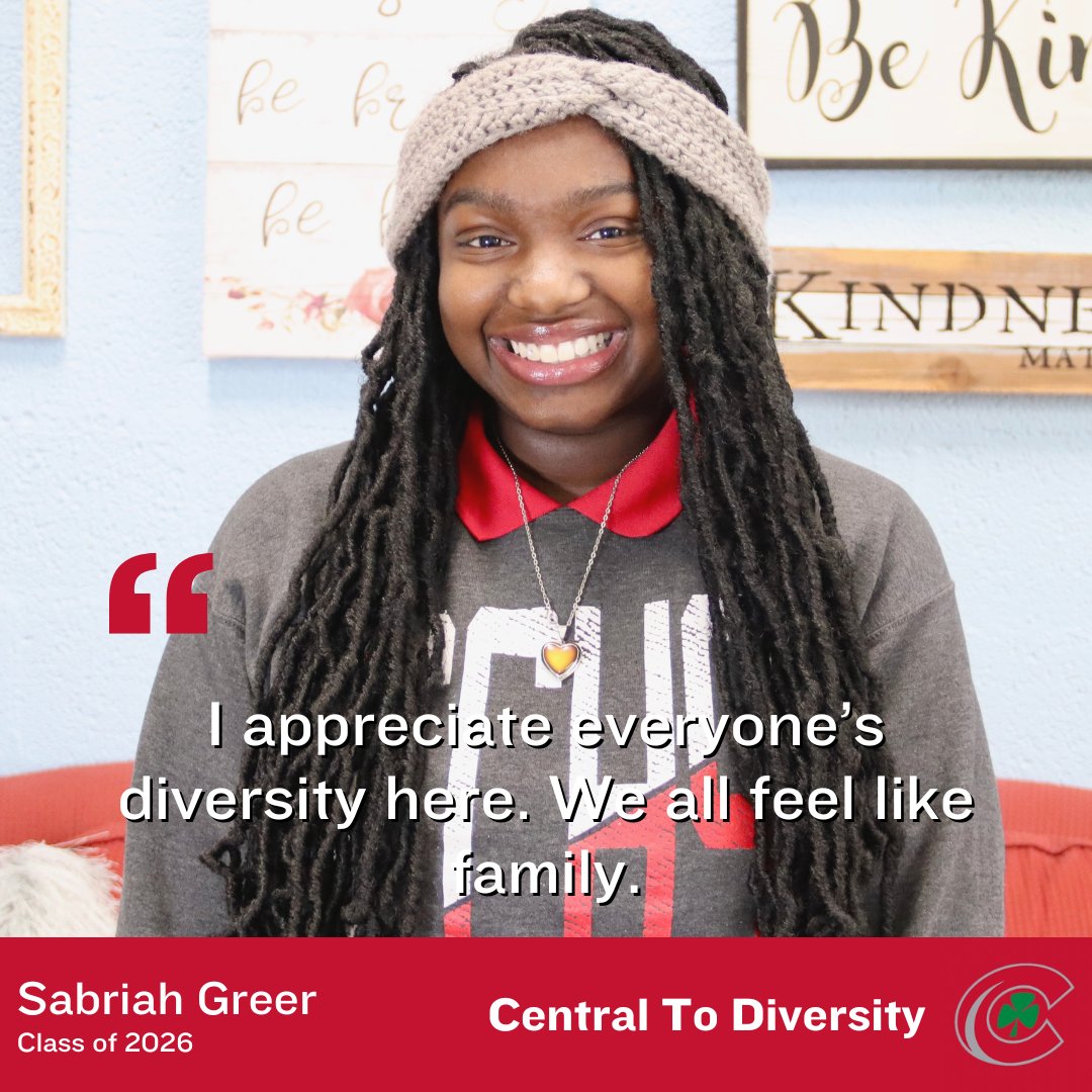 ☘️ At Central Catholic, diversity is what makes us stronger and more connected. Sabriah Greer, Class of 2026, loves how, despite their differences, the school brings everyone together as one big family. #CentralToLife l #CentralToRelationships l #CentralToCommunity ☘️