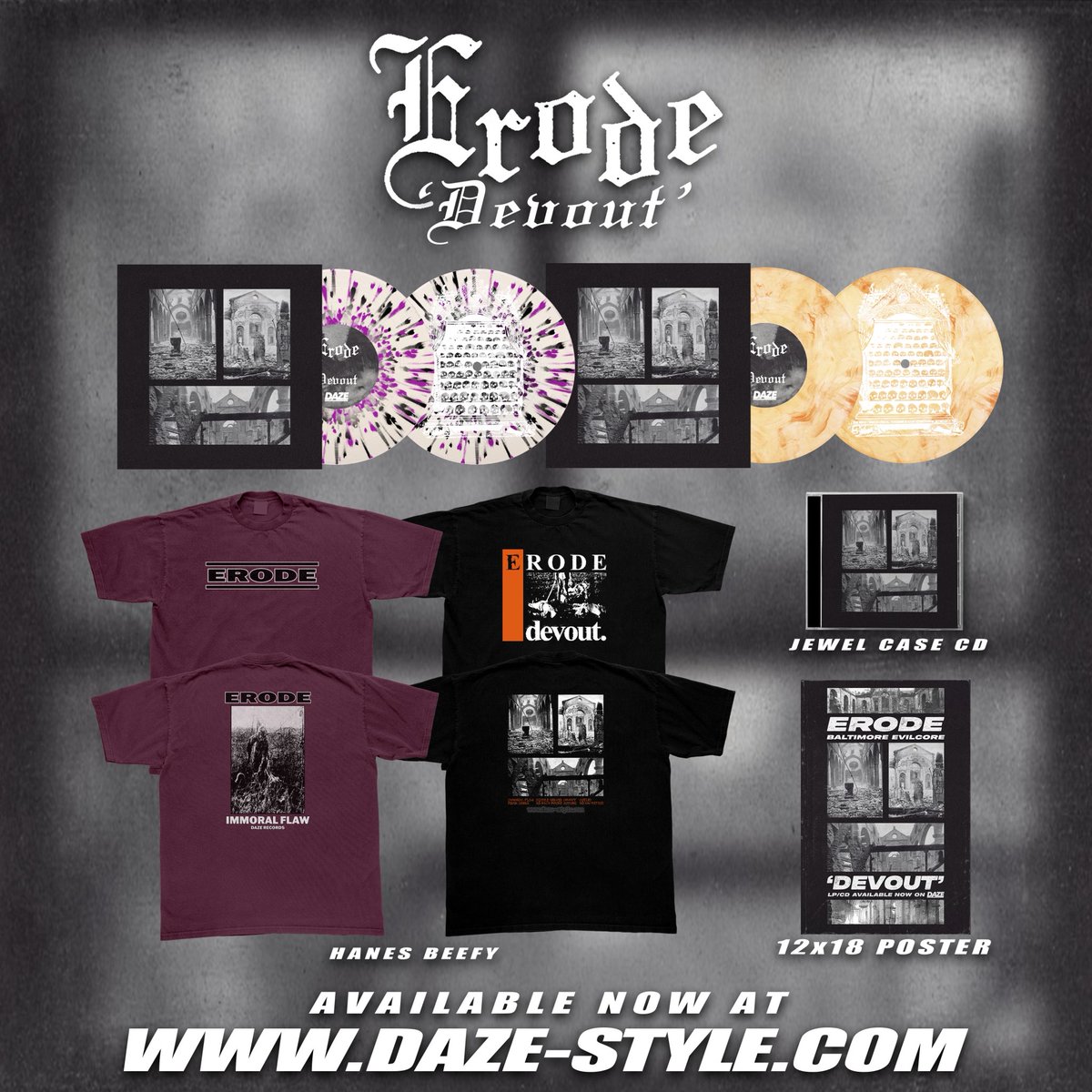 ERODE’S NEW RECORD “DEVOUT” OUT JULY 18TH… LP/CD/MERCH PREORDERS AVAILABLE NOW… CHECK OUT THE NEW SINGLE “COILED” STREAMING EVERYWHERE… EVIL HARDCORE FOR FANS OF DEFORMITY.. 100 DEMONS.. CRAWLSPACE

ORDER: DAZE-STYLE.COM

STREAM: vyd.co/Coiled