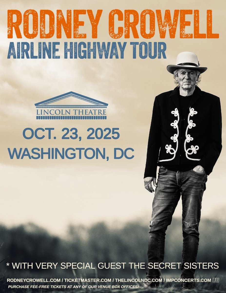 JUST ANNOUNCED: 10/23, @rodneyJcrowell
Tickets on sale Friday, June 27 at 10AM
🎟️: hive.co/l/rodneycrowel…