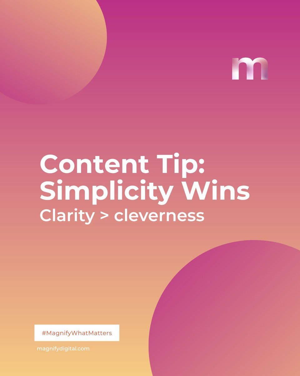 Content Tip: Simplicity Wins
Clarity &gt; cleverness. In crowded feeds, clear messaging cuts through the noise. Keep it simple, relevant, and human. 📷#ContentTips #DigitalBestPractices
