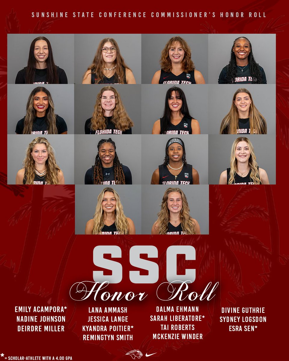 FloridaTechWBB's tweet image. Classroom queens! 👑📖

We had 14 of our 16 players make the SSC Spring Honor Roll!

#GoPanthers | #TechBuilt
