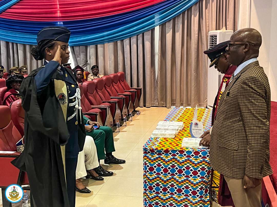 Nigeria's first female fighter pilot wins top awards in Ghana 

Flight Lieutenant Kafayat Omolara Sanni, Nigeria’s first female fighter pilot, has once again made history by emerging as the Best Allied Student and winner of the Best Assistant Commandant Paper at the prestigious