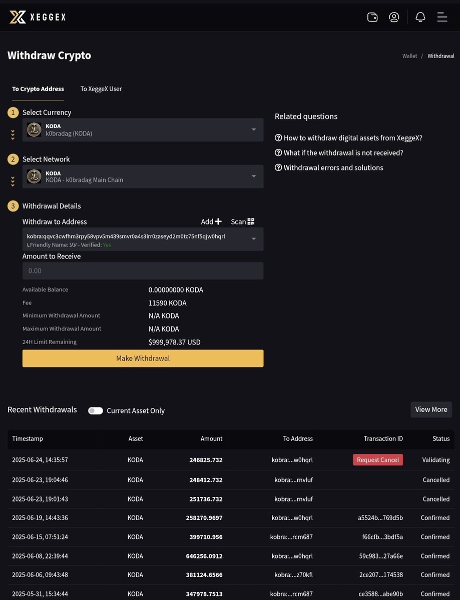 k0bracurrency's tweet photo. Caution to our user community. We check the exchange on a daily basis for deposits and withdrawals. Please note that there is a problem with them. 
#xeggex #Koda #kobradag https://t.co/MiJM7lj8KI