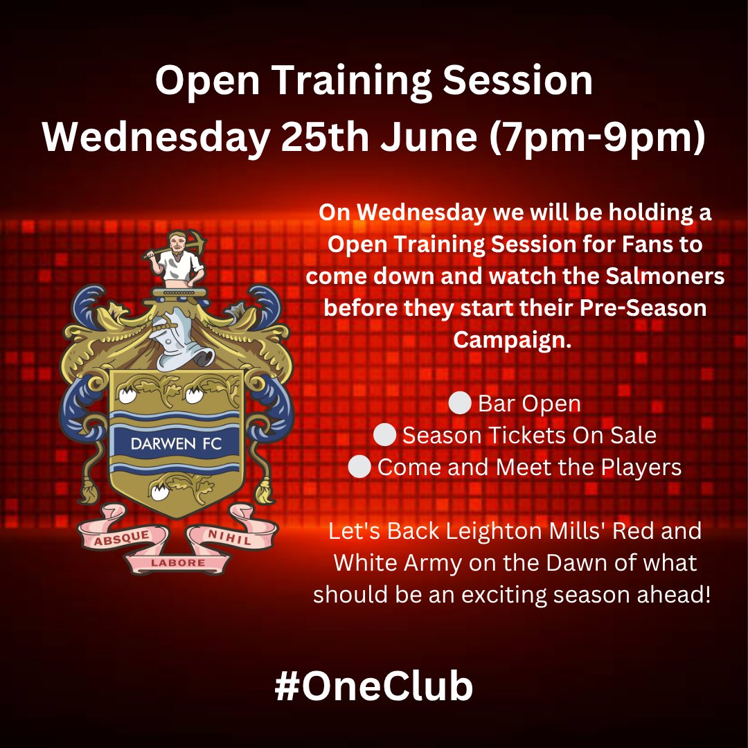 ⚽ ICYMI - Open Training Session

Tomorrow Evening , all supporters are invited down the the <a href="/Multevo/">Multevo</a> Anchor Ground for an Open Training Session on the eve of our Pre-Season campaign. 

🍻 Bar Open
🎫 Season Tickets On Sale
🤝 Meet the Players &amp; Management Staff

#OneClub 🇦🇹