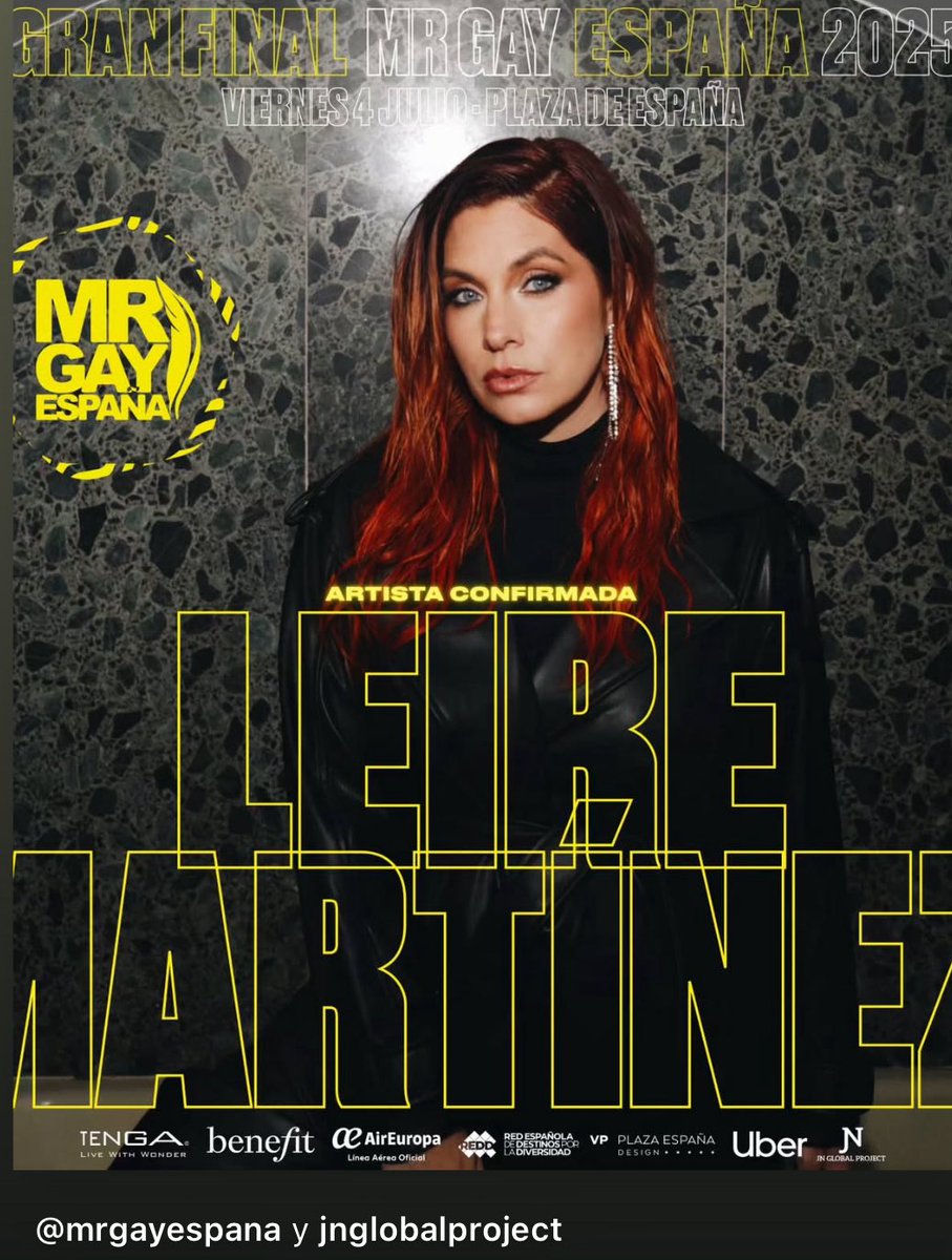 ¿Hay más?  ¡Claro que hay más! ¡<a href="/LeireMo/">Leire Martínez</a> viene a hacernos bailar! 📍 Gala Mr Gay España 2025
🗓 4 julio · Plaza España, Madrid
🎟 Entrada libre · En directo en mrgayespaña.es

@aireuropa @tenga_global <a href="/benefitspain/">benefitspain</a> @uber_es <a href="/jnglobalproject/">JN Global Project</a> #vpplazadeespañadesign