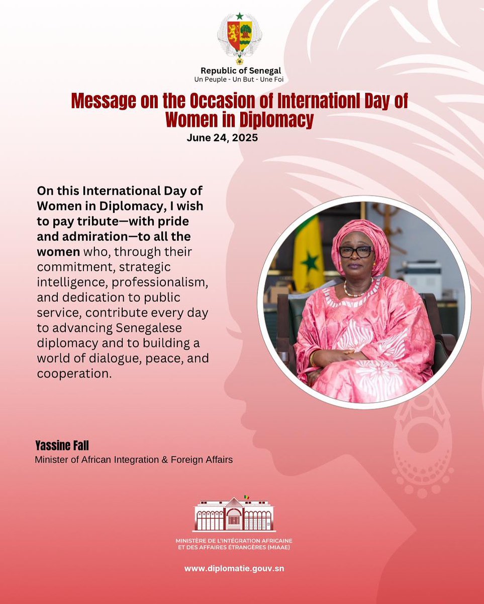 📍 On the occasion of the International Day of Women in Diplomacy – 24 June 2025

On this International Day of Women in Diplomacy, I wish to pay tribute, with pride and admiration, to all the women who, through their commitment, strategic intelligence, professionalism and