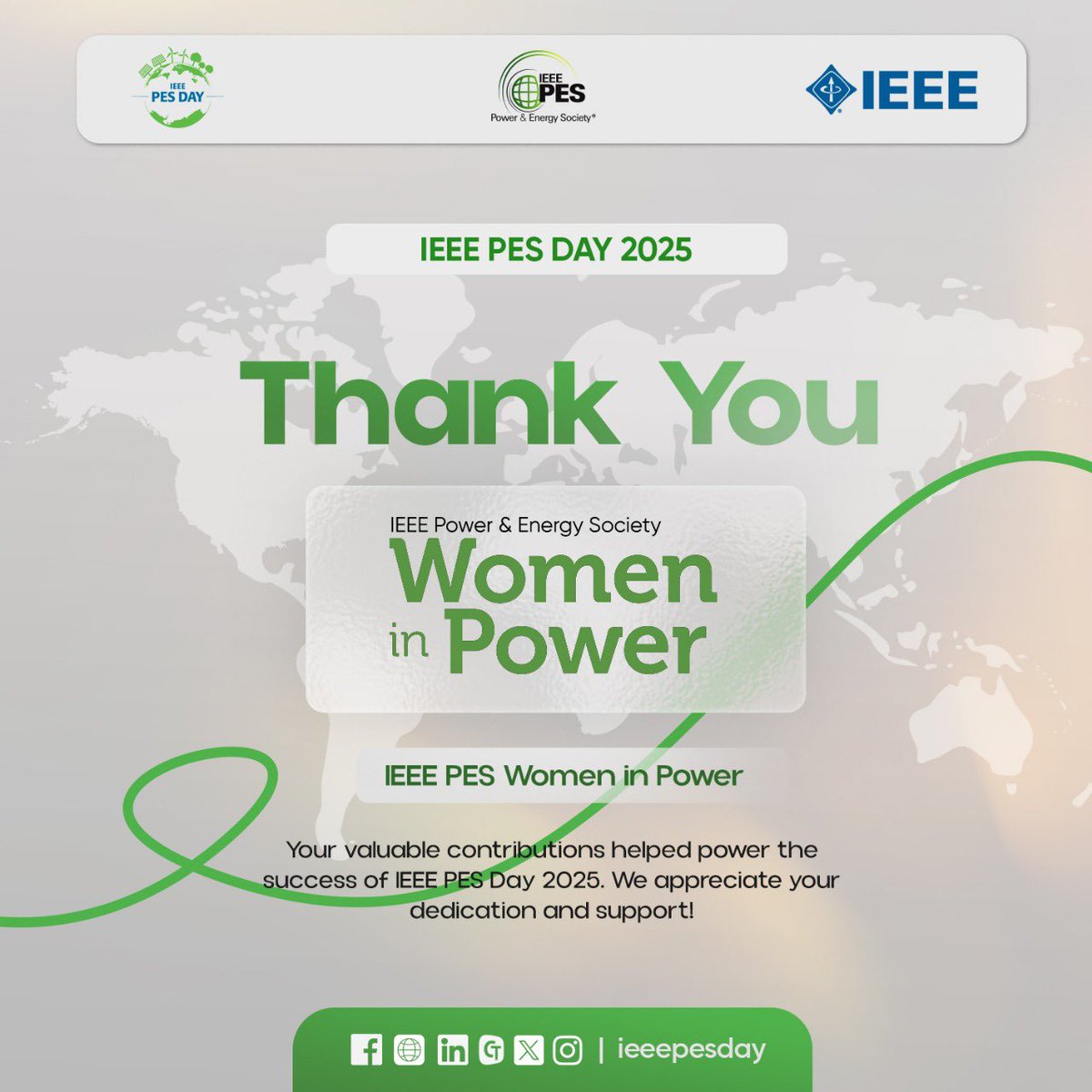 IEEE PES Women in Power⚡

A heartfelt thank you to IEEE PES Women in Power for championing diversity, leadership and impact throughout our IEEE PES Day 2025 celebrations! 🌟

#IEEEPES #IEEEPESDay2025 #IEEE #EarthDayCelebrations #WomenInPower #Powering_A_Sustainable_Future