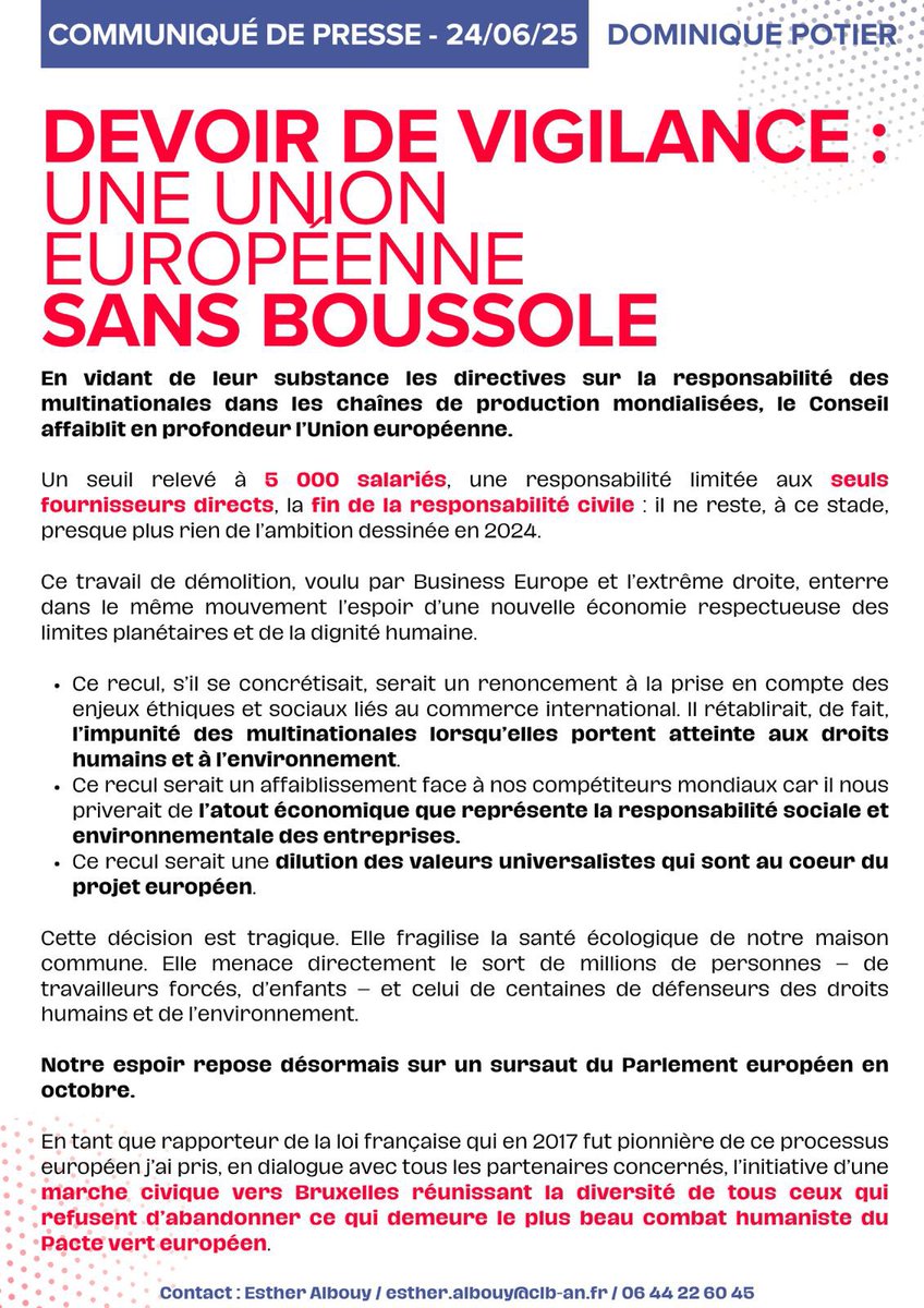 PotierDominique's tweet image. 🚨 #DevoirDeVigilance @etuc_ces @ECCJorg @DSFEurope @socialistesAN