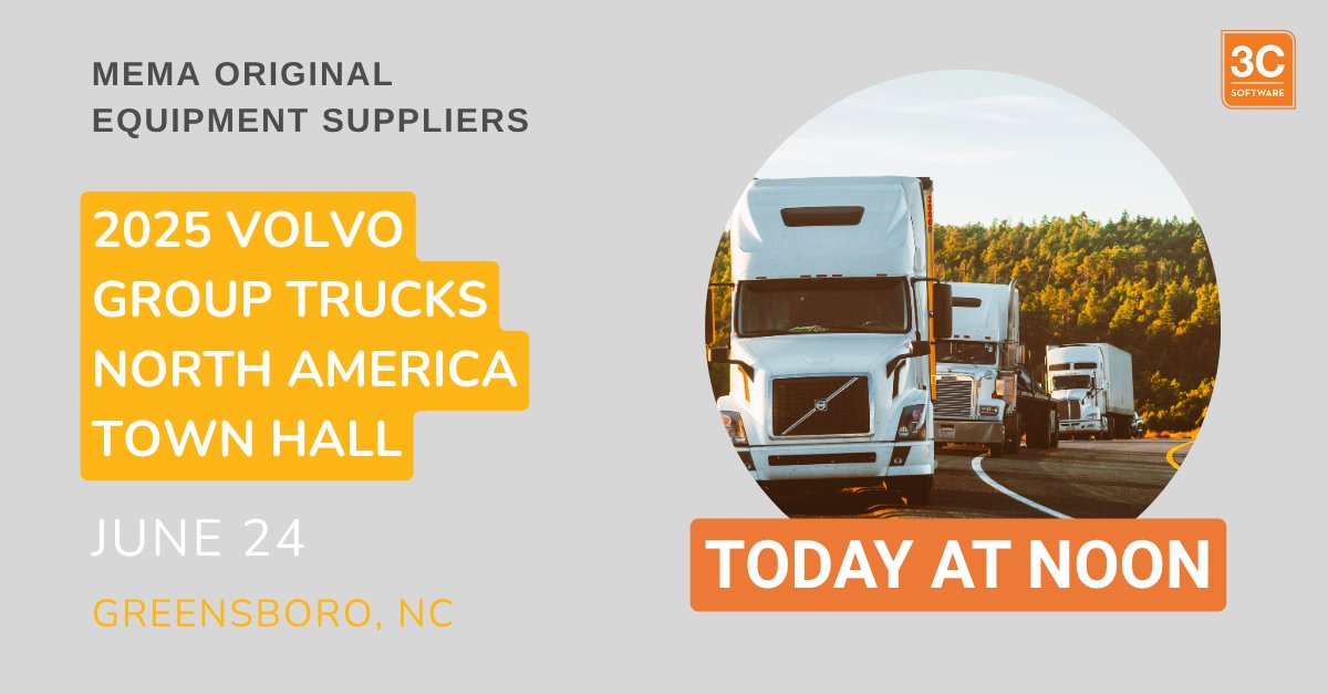 3C Software (@3csoftware) on Twitter photo TODAY 6/24 STARTING AT NOON EST
If you're going to be in Greensboro today attending the 2025 Volvo Group Tucks North America Town Hall then make sure you come say hi 👋
#automotive #costing #financeleadership TODAY 6/24 STARTING AT NOON EST
If you're going to be in Greensboro today attending the 2025 Volvo Group Tucks North America Town Hall then make sure you come say hi 👋
#automotive #costing #financeleadership