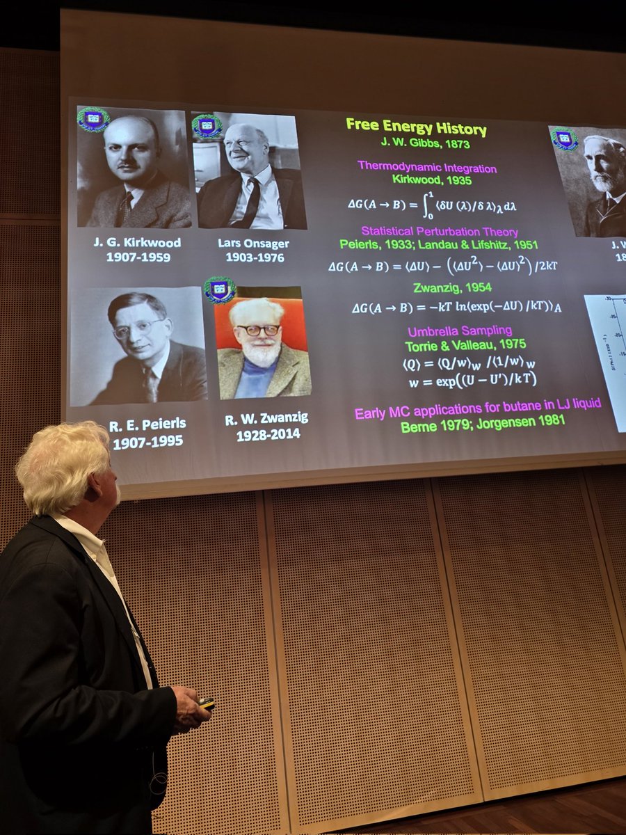 Zoe Cournia (@zoecournia) on Twitter photo Bill Jogensen <a href="/JorgensenWL/">William L. Jorgensen</a> speaking about the history of free energy calculations and the <a href="/Yale/">Yale University</a> connection. Bill performed the first application of free energy calculations to the solvation of organic molecules (J Chem Phys 1985). #WATOC2025 Bill Jogensen <a href="/JorgensenWL/">William L. Jorgensen</a> speaking about the history of free energy calculations and the <a href="/Yale/">Yale University</a> connection. Bill performed the first application of free energy calculations to the solvation of organic molecules (J Chem Phys 1985). #WATOC2025