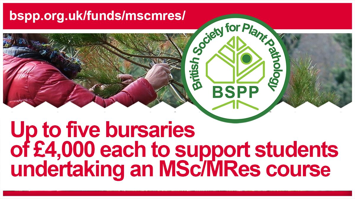 The BSPP MSc/MRes Bursary Scheme offers up to £4,000 to support students pursuing plant pathology-related degrees.
📅 Deadline: 30 June 2025

Apply here 👉 buff.ly/dwqJ6jj
#PlantPathology #Scholarship #STEMFunding