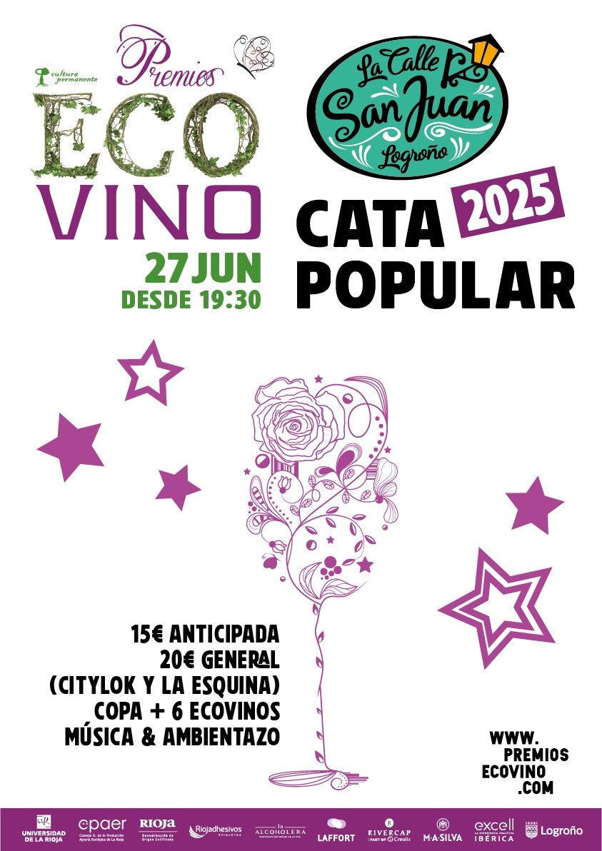 La #CataPopular es YA este viernes en la #SanJuan de #Logroño, con algunos de los mejores vinos ecológicos del momento: blancos, rosados, tintos, sin sulfitos añadidos, etc. TIQUES A LA VENTA (15€ anticipada; 20€ general; copa y 6 vales para vinos) en premiosecovino.com.