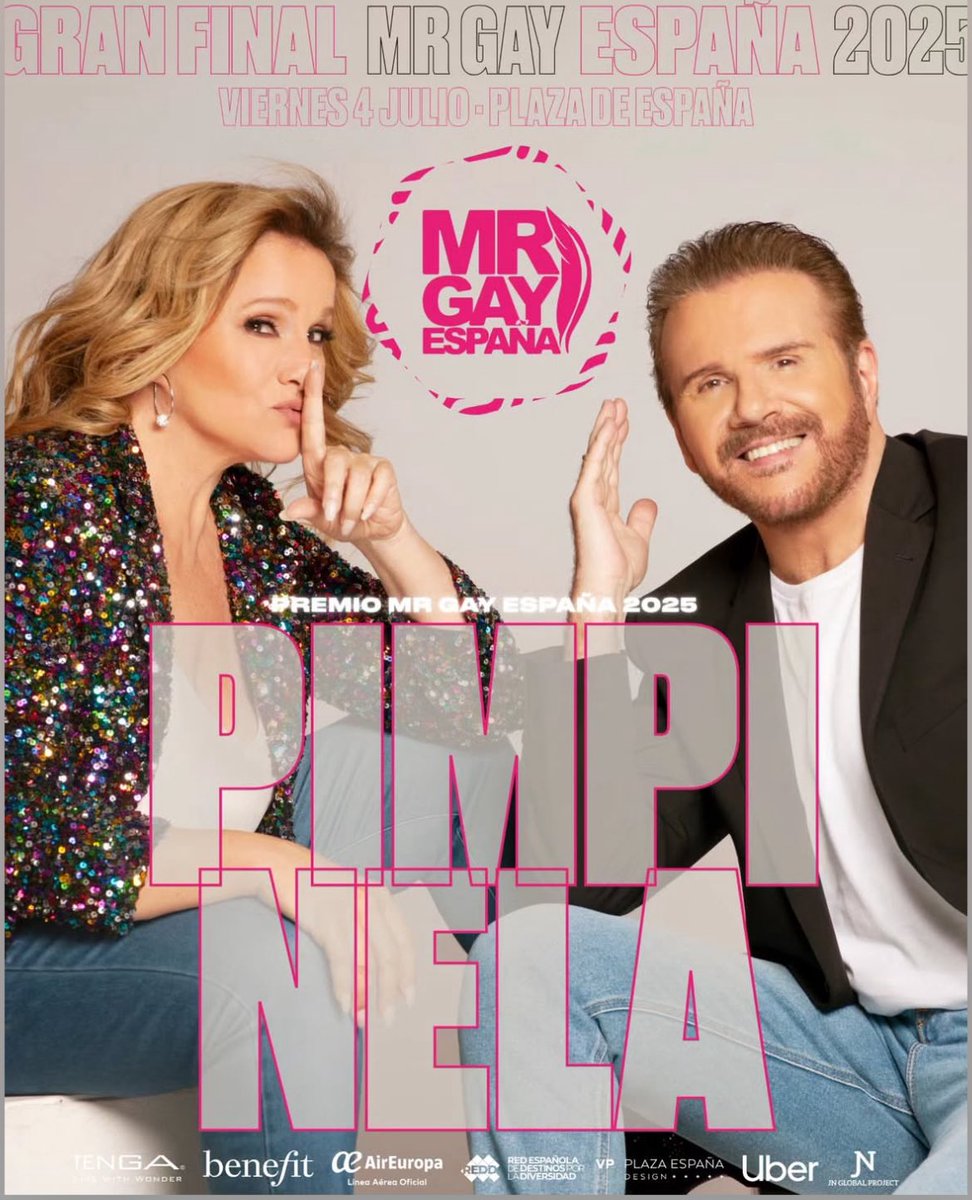 Y como si todo esto fuera poco: <a href="/PimpinelaNet/">Pimpinela</a> nos hará bailar y emocionarnos 😍Gala Mr Gay España 2025 4 julio · Plaza España, Madrid
🎟 Entrada libre · En directo en mrgayespaña.es

@aireuropa @tenga_global <a href="/benefitspain/">benefitspain</a> @uber_es <a href="/jnglobalproject/">JN Global Project</a> #vpplazadeespañadesign