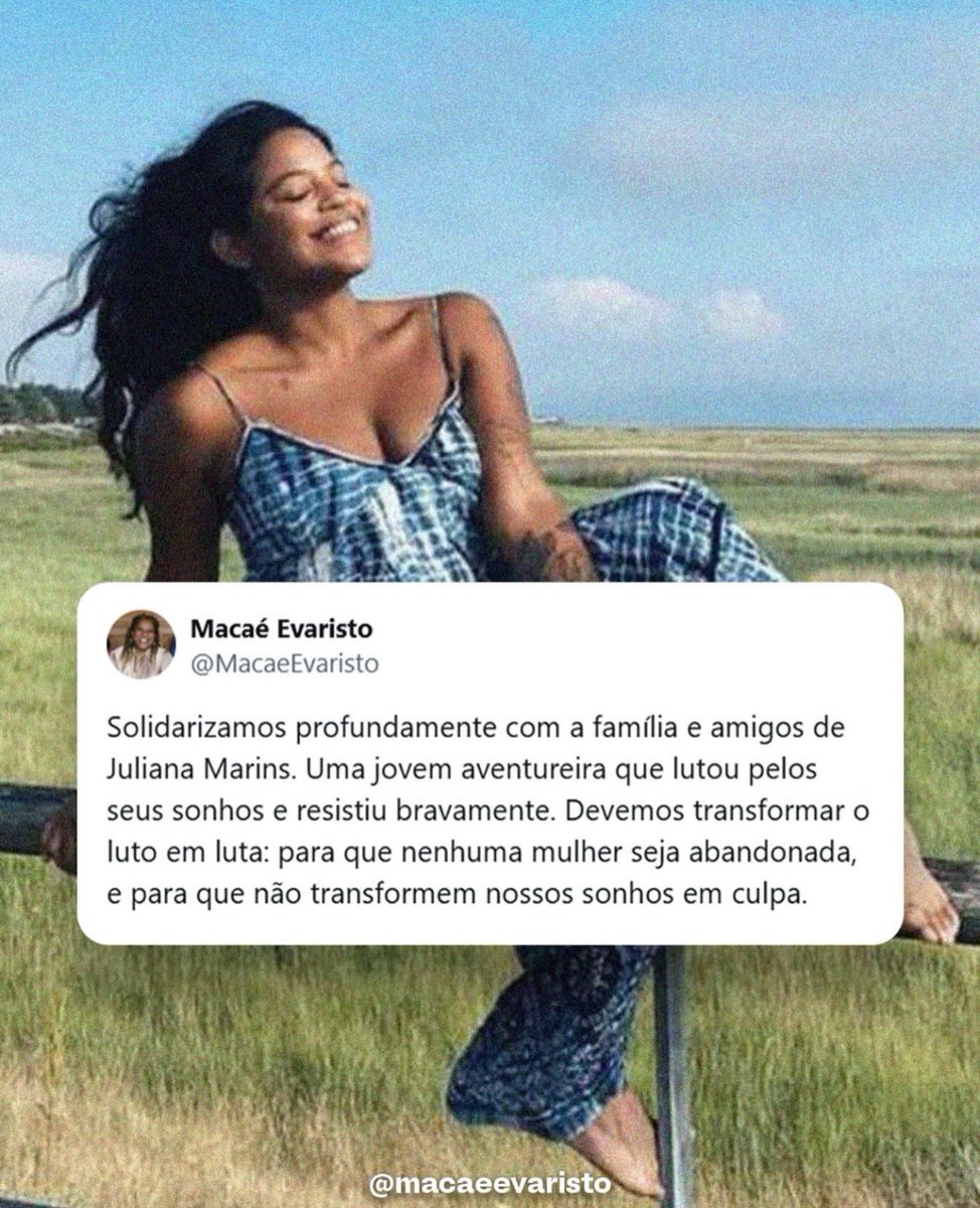 carololivac's tweet photo. Nossa Ministra dos Direitos Humanos e da Cidadania, Macaé Evaristo, escreveu sobre a morte da Juliana da forma mais sensível que eu vi até o momento:

“para que nenhuma mulher seja abandonada, e para que não transformem nossos sonhos em culpa” https://t.co/tXh7zhPWjS