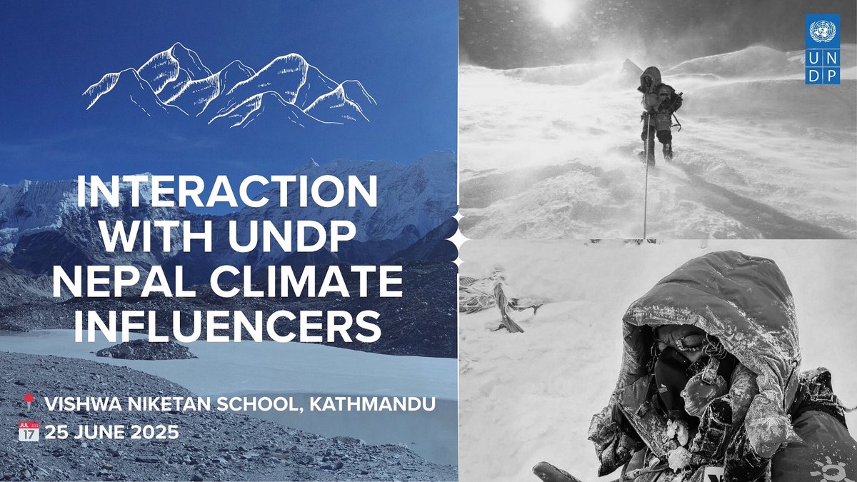 UNDP in Nepal (@undpnepal) on Twitter photo Tomorrow, <a href="/UNDPNepal/">UNDP in Nepal</a> brings together its climate influencers <a href="/nimarinjisherpa/">Nima Rinji Sherpa</a> and <a href="/poornimashresth/">Poornima Shrestha</a> at Vishwa Niketan School—home to ’s oldest Eco Club!
This marks the start of a broader initiative to engage more schools, spark climate conversations, and inspire youth-led action. Tomorrow, <a href="/UNDPNepal/">UNDP in Nepal</a> brings together its climate influencers <a href="/nimarinjisherpa/">Nima Rinji Sherpa</a> and <a href="/poornimashresth/">Poornima Shrestha</a> at Vishwa Niketan School—home to ’s oldest Eco Club!
This marks the start of a broader initiative to engage more schools, spark climate conversations, and inspire youth-led action.