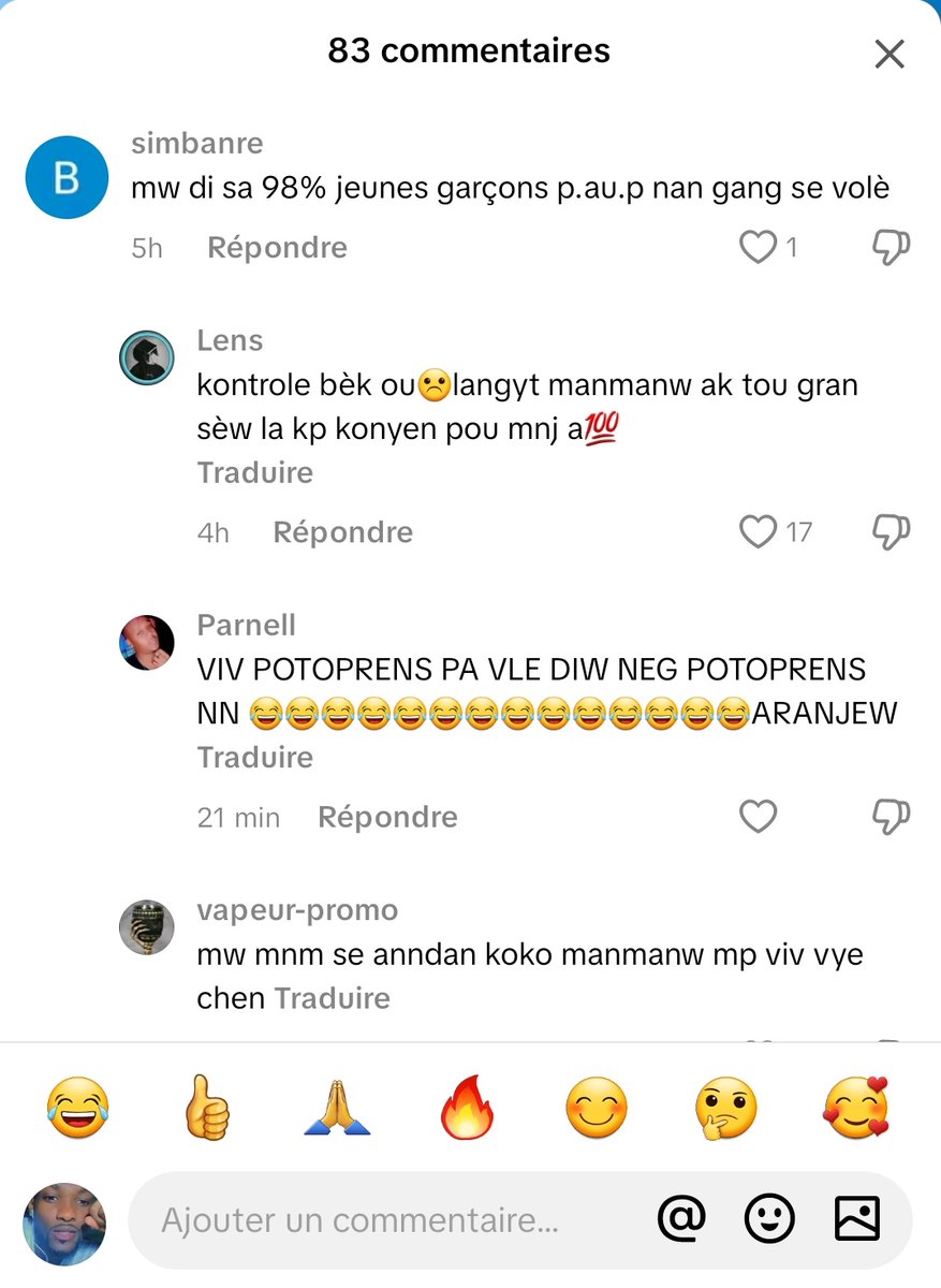 Bal kap tire sou tiktok ui
Kòmantè yo po dous ke video an
😂😂😂
<a href="/lamygeorges/">lamy georges</a> 
<a href="/MerissaintK/">Takukechino Shikichi 🥷</a> 
<a href="/Nalingiye/">The Goat</a>
