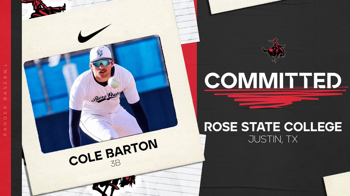 Join us in welcoming Cole Barton to the Ranger family as a part of the Ranger Baseball team!     
#RRR