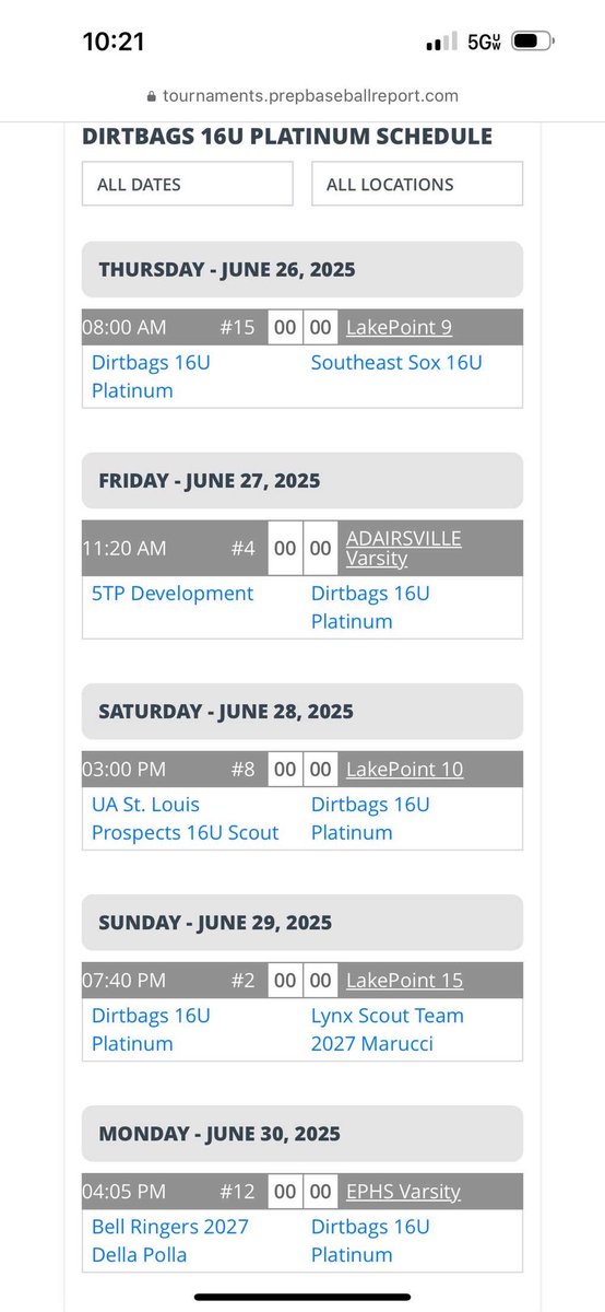 2027 Dirtbags 16u Platinum (@2027vaplatinum) on Twitter photo Pitching rotation for this week
G1 Trace Jones/<a href="/braydenfunk2027/">Brayden Funk</a> /<a href="/MistrettaJack/">Jack Mistretta</a>
G2 <a href="/GobblePalmer/">Palmer Gobble</a> /<a href="/Zacharygrogan22/">Zachary grogan</a> /<a href="/ryankasting21/">Ryan Kasting</a>
G3 <a href="/GriffinBryant15/">Griffin Bryant</a> / Owen Jackson
G4 <a href="/braydenfunk2027/">Brayden Funk</a> /<a href="/ryankasting21/">Ryan Kasting</a>
G5 <a href="/Zacharygrogan22/">Zachary grogan</a> bullpen TBD
<a href="/DirtbagsVa/">2028 Va Dirtbags Platinum</a> <a href="/2026VAPlatinum/">Dirtbags VA 2026 Platinum</a> Pitching rotation for this week
G1 Trace Jones/<a href="/braydenfunk2027/">Brayden Funk</a> /<a href="/MistrettaJack/">Jack Mistretta</a>
G2 <a href="/GobblePalmer/">Palmer Gobble</a> /<a href="/Zacharygrogan22/">Zachary grogan</a> /<a href="/ryankasting21/">Ryan Kasting</a>
G3 <a href="/GriffinBryant15/">Griffin Bryant</a> / Owen Jackson
G4 <a href="/braydenfunk2027/">Brayden Funk</a> /<a href="/ryankasting21/">Ryan Kasting</a>
G5 <a href="/Zacharygrogan22/">Zachary grogan</a> bullpen TBD
<a href="/DirtbagsVa/">2028 Va Dirtbags Platinum</a> <a href="/2026VAPlatinum/">Dirtbags VA 2026 Platinum</a>