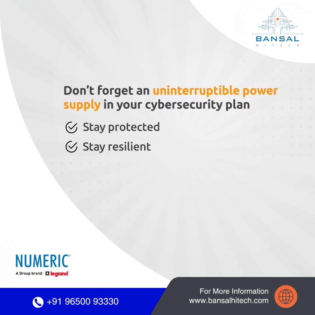 BansalHiTechSys's tweet image. 🔌 Power Disruptions = Cyber Threats! ⚠️
Did you know? Power cuts can weaken up to 60% of firewalls and intrusion detection systems, leaving your business vulnerable to cyber attacks &amp;amp; data breaches. 😨💻

📞 Call us: +91 96500 93330 / 31
📧 Email: gurgaon@bansalhitech.in