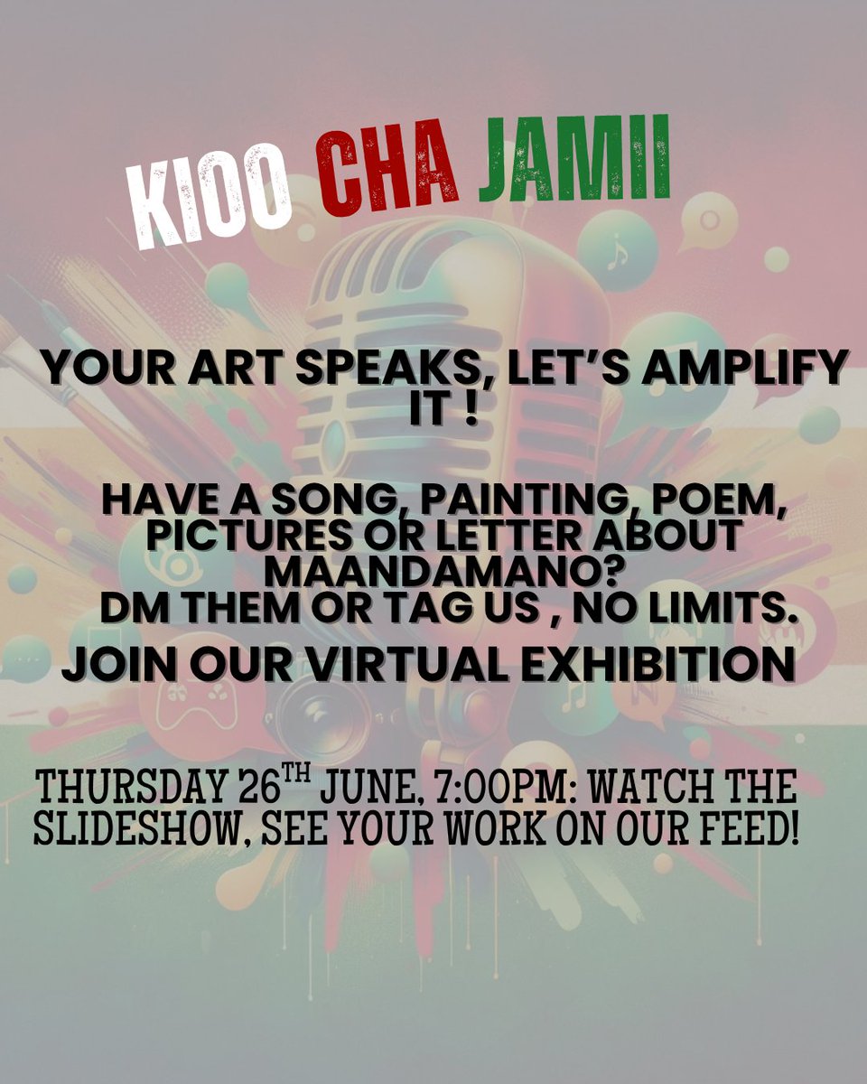 We are having a virtual exhibition, and we want your art to speak for itself 
Share anything you want displayed on our Kioo session. Dm them to us and request for the link 
#June25thNationalHoliday #June25th #OccupyEverywhere #WednesdayIsWednesday