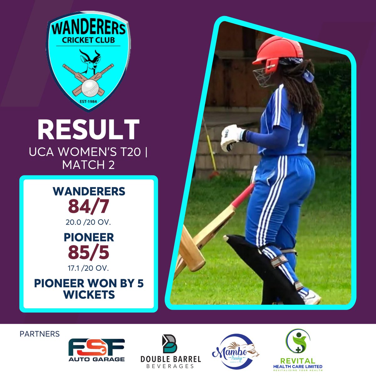 Here’s how our women’s team performed over the weekend.

The results put them on 6 points, and they are currently 3rd in Ground A.

#FollowWanderersUg #LycaConnectsCricket
