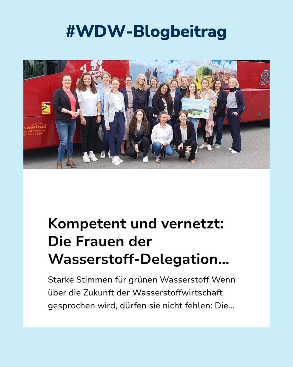 #WDW-Blog
Die Metropolregion Nordwest, die H2-Region Emsland und H2-Region Ostfriesland sind im Rahmen der #WDW2025 auf dem Weg nach Brüssel. Wer alles mit im Bus sitzt, verrät der Blogbeitrag: wochedeswasserstoffs.de/post/kompetent…

#WDW2025 #Wasserstoff #Energiewende #WOCHEDESWASSERSTOFFS