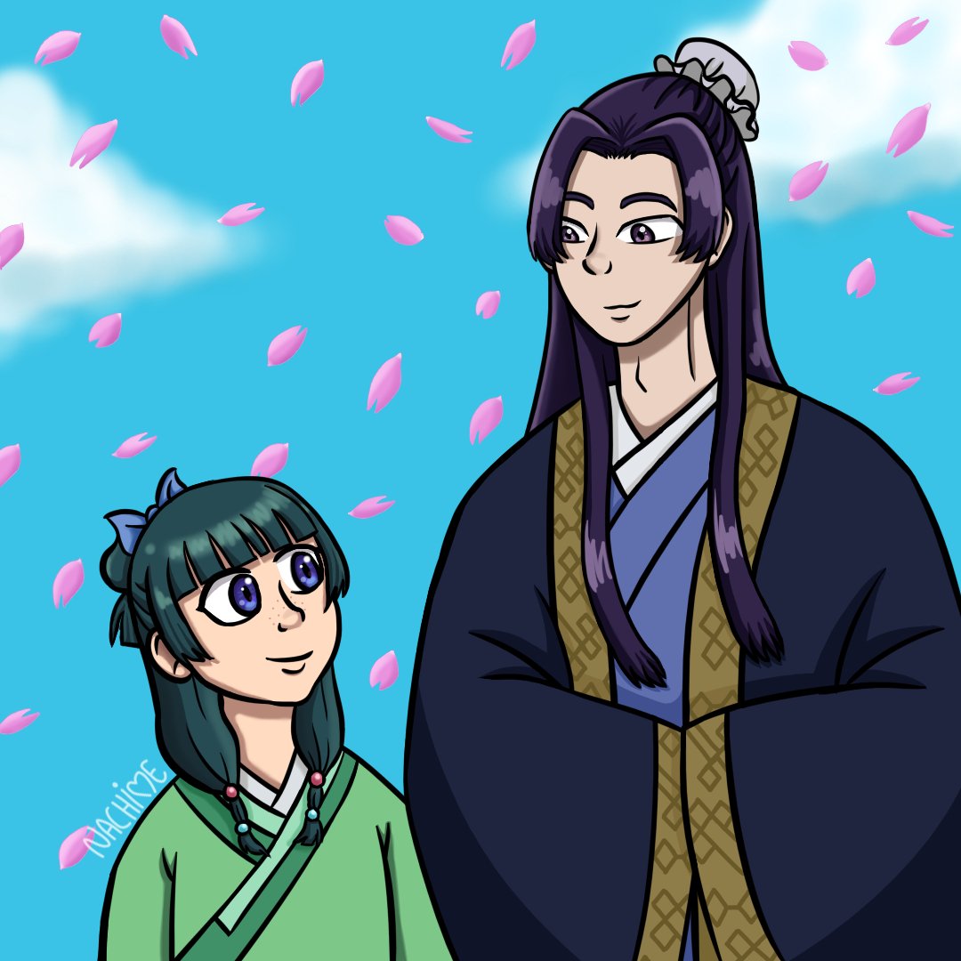 nachimeh's tweet photo. Long time without posting here.
This is the last illustration I made recently, Maomao and Jinshi from The Apothecary Diaries, hope you like it!🐸 #kusuriyanohitorigoto #TheApothecaryDiaries 
I'm more active in my Instagram account if you want to follow me ➡️➡️ @ _nachime_ Ty! 💖 https://t.co/R4GUJhjgk0