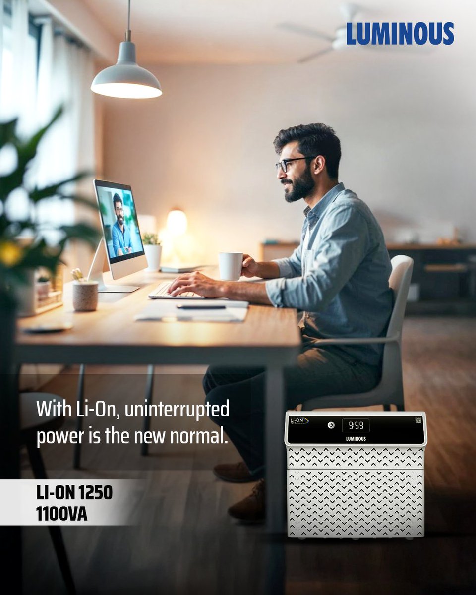 Mid-call power cut? Meetings delayed for late night blackout? Not on Li-On’s watch! With ultra-fast charging, consistent backup, and zero maintenance, your power stays as reliable as your WiFi—no more oops moments!​
​
Buy Now: luminousindia.com/product/lion-1…