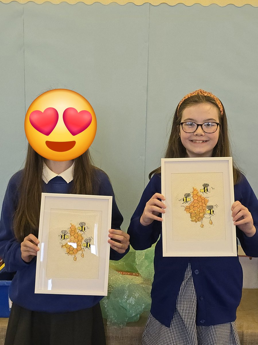 #Primary6 cross stitch club finally finished their 'Bee Kind' creations. #perseverance #patience #article29 <a href="/UNICEF_uk/">UNICEF UK</a>