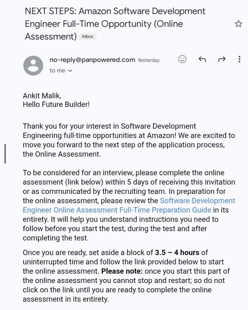 ankit_malik84's tweet photo. 🎯 Kis-kis ko Amazon Online Assessment ka link aa gaya? 😳
📩 Inbox check karo bhaiyo!
🔥 Game shuru hone wala hai!

#AmazonOA #AmazonHiring #SDE #PlacementSeason #OnlineAssessment https://t.co/1qf5trb5pQ