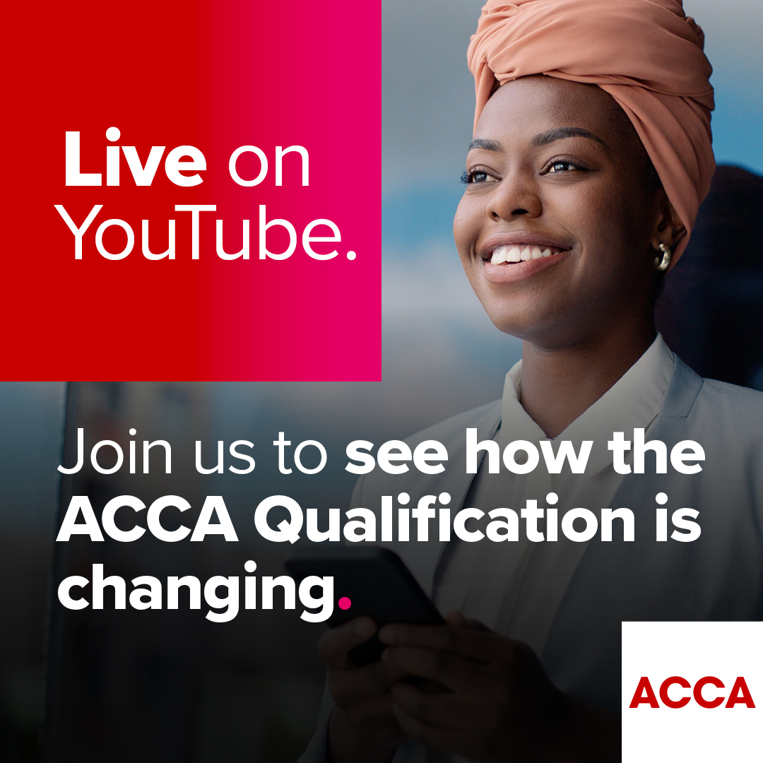 We’re live on YouTube. See how the ACCA Qualification is changing. Be among the first to hear about it: ow.ly/bL9O50WeEKB