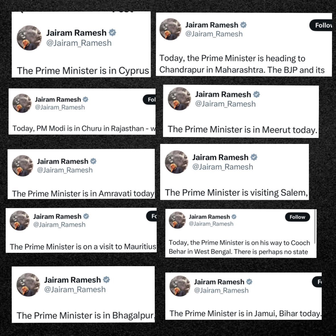Lolflix 🇮🇳🚩 (@lolflix_) on Twitter photo <a href="/ShwetaSoni2510/">Shweta@soni</a> Chaprasi Shweta Choni, Sr Chaprasi Jairam Ramesh tracks PM Modi's’s flights with more passion than his wife.
He needs help. This level of obsession isn’t politics.
Please do tell him, it’s the Prime Minister, not his ex!! <a href="/ShwetaSoni2510/">Shweta@soni</a> Chaprasi Shweta Choni, Sr Chaprasi Jairam Ramesh tracks PM Modi's’s flights with more passion than his wife.
He needs help. This level of obsession isn’t politics.
Please do tell him, it’s the Prime Minister, not his ex!!