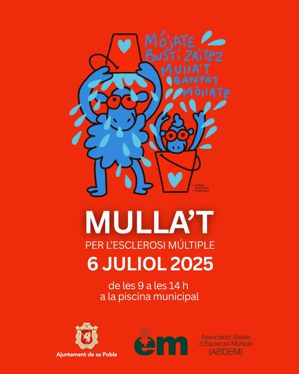 💦 MULLA’T PER L’ESCLEROSI MÚLTIPLE! El 6 de juliol, t’esperam a la piscina municipal de sa Pobla per fer un capfico solidari! 🏊‍♀️ Participa en aquesta iniciativa d'<a href="/EMdeMallorca/">ABDEM, EsclerosiMult</a> per donar visibilitat i suport a les persones amb esclerosi múltiple.

💙 Banya’t, mulla’t, implica’t!