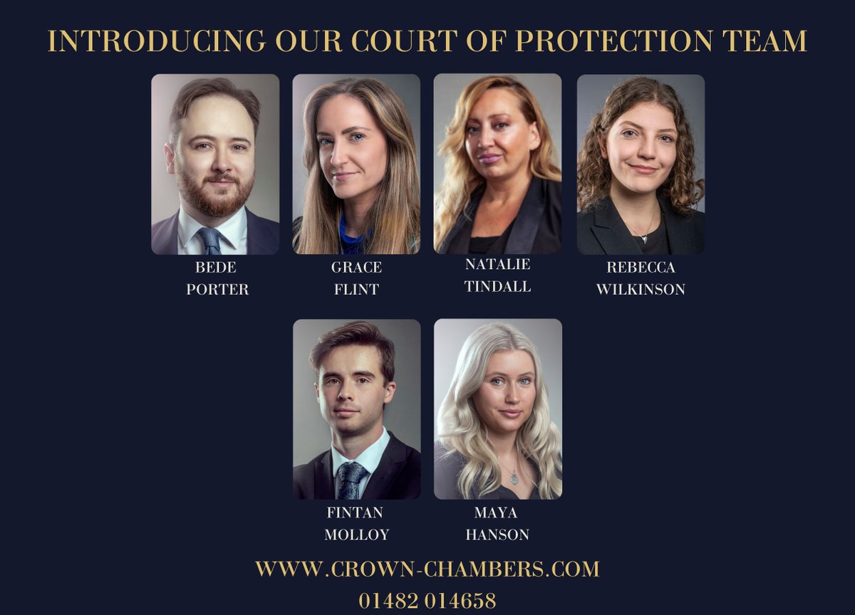 Our Court of Protection team are experienced in dealing with complex cases involving vulnerable people and their best interests. Our barristers understand the importance of these cases requiring great sensitivity as well as expert advocacy. 

crown-chambers.com/court-of-prote…