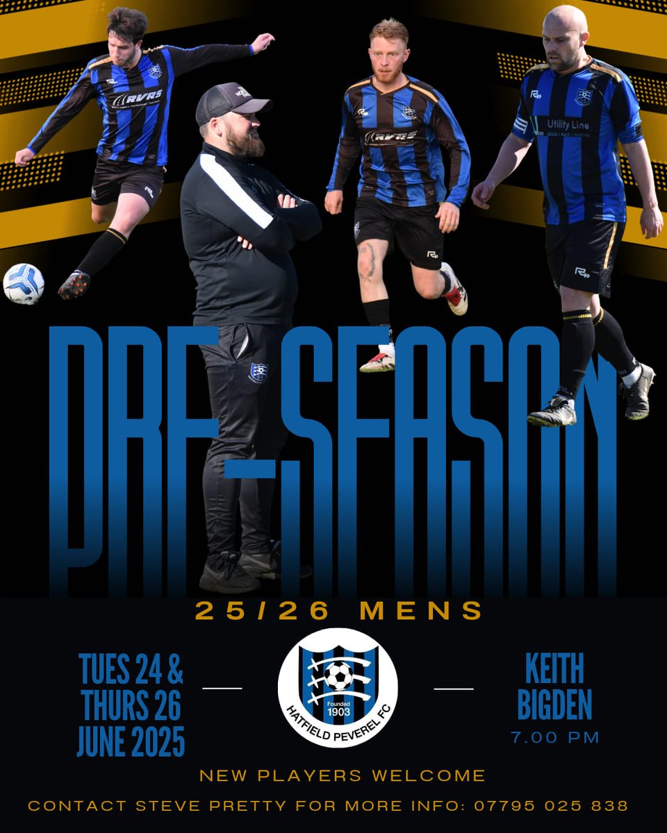 Hardwork starts tonight👊 7pm start @ Wickham Bishops Road.
All players old and new welcome⚽️🔵⚫