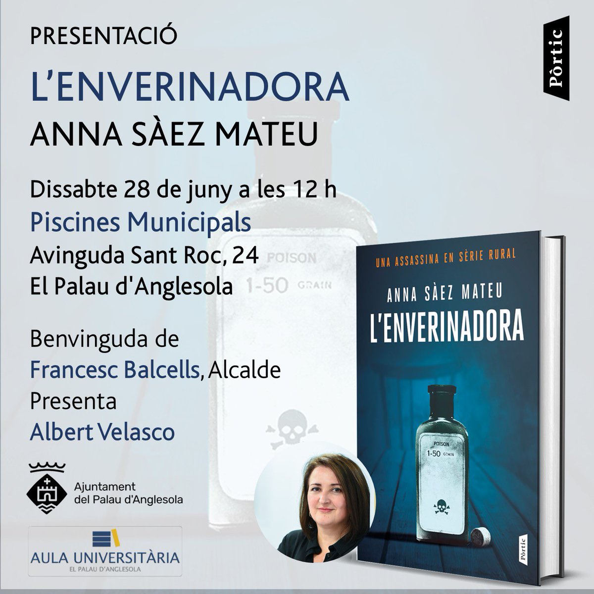Albert Velasco (@velasc_alberto) on Twitter photo Aquest dissabte portem l’enverinadora de la <a href="/lukanora/">Anna Sàez Mateu</a> (a veure com llegiu el q acabo de dir, no us confongueu) al Palau d’Anglesola. Ho farem al migdia a les piscines, que és on passen les coses importants als pobles durant l’estiu. Potser anirem en banyador, per mimetitzar-nos. Aquest dissabte portem l’enverinadora de la <a href="/lukanora/">Anna Sàez Mateu</a> (a veure com llegiu el q acabo de dir, no us confongueu) al Palau d’Anglesola. Ho farem al migdia a les piscines, que és on passen les coses importants als pobles durant l’estiu. Potser anirem en banyador, per mimetitzar-nos.