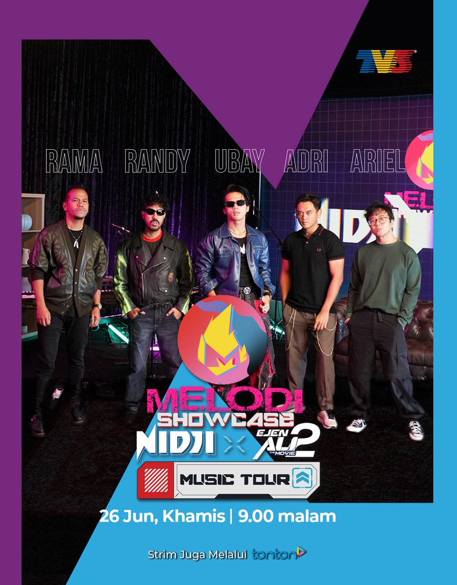tv3malaysia's tweet photo. Saksikan secara eksklusif episod khas Melodi Showcase: Nidji X Ejen Ali The Movie 2 Music Tour. 

▶️ Khamis | 26 Jun | 9.00 Malam

Eksklusif di TV3 dan strim juga melalui tonton di smart TV!

#ejenali #eatm2 #nidji #melodi #EATM2 #EjenAliTheMovie2 https://t.co/wHbElufQsJ