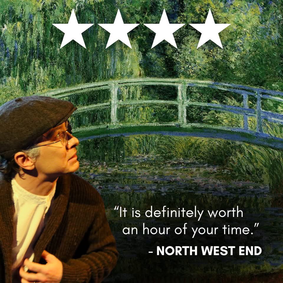 At New Wimbledon Theatre this Friday.
This show explores Monet's inner thoughts, his personal life, loves, and the Impressionist movement. We become privy to his views of his own work, as well as his contemporaries - Van Gogh and Renoir. ⭐️⭐️⭐️⭐️⭐️ 

atgtix.co/3ErE9i9