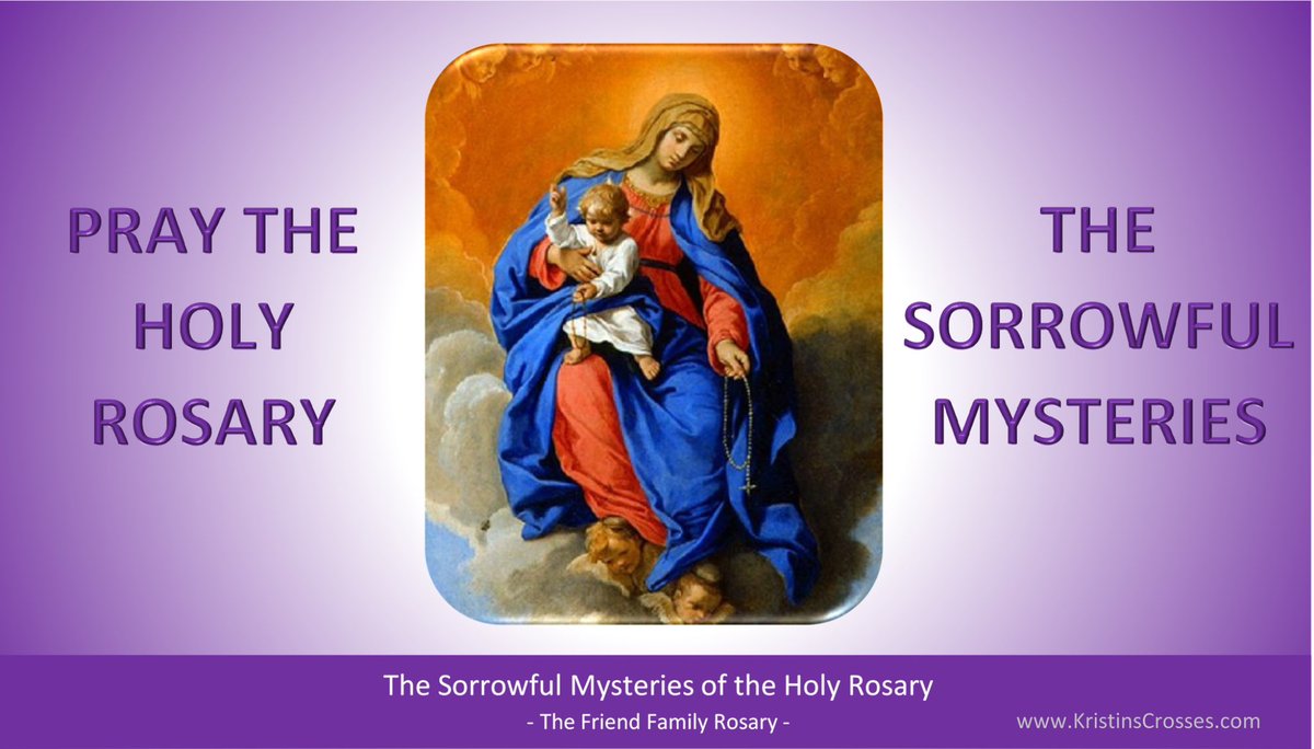Tuesday 
Pray the Sorrowful Mysteries
of the Holy Rosary
✨
1️⃣ Agony in the Garden
2️⃣ Scourging at the Pillar
3️⃣ Crowning with Thorns
4️⃣ Carrying of the Cross
5️⃣ Crucifixion
✝️
#CatholicTwitter #tuesdayvibe #Pray #Catholic #Rosary #PrayTheRosary
🙏youtu.be/372YtaNXAWI